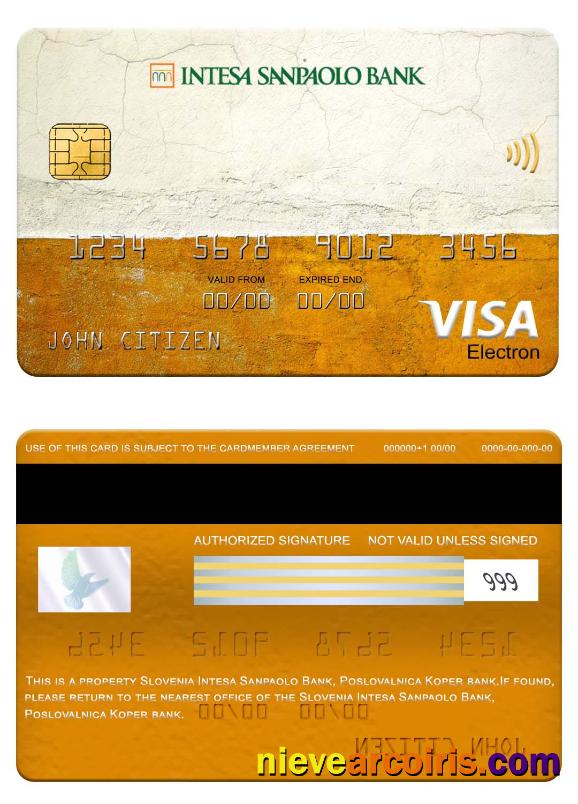 Slovenia Intesa Sanpaolo Bank, Poslovalnica Koper bank visa elecron card